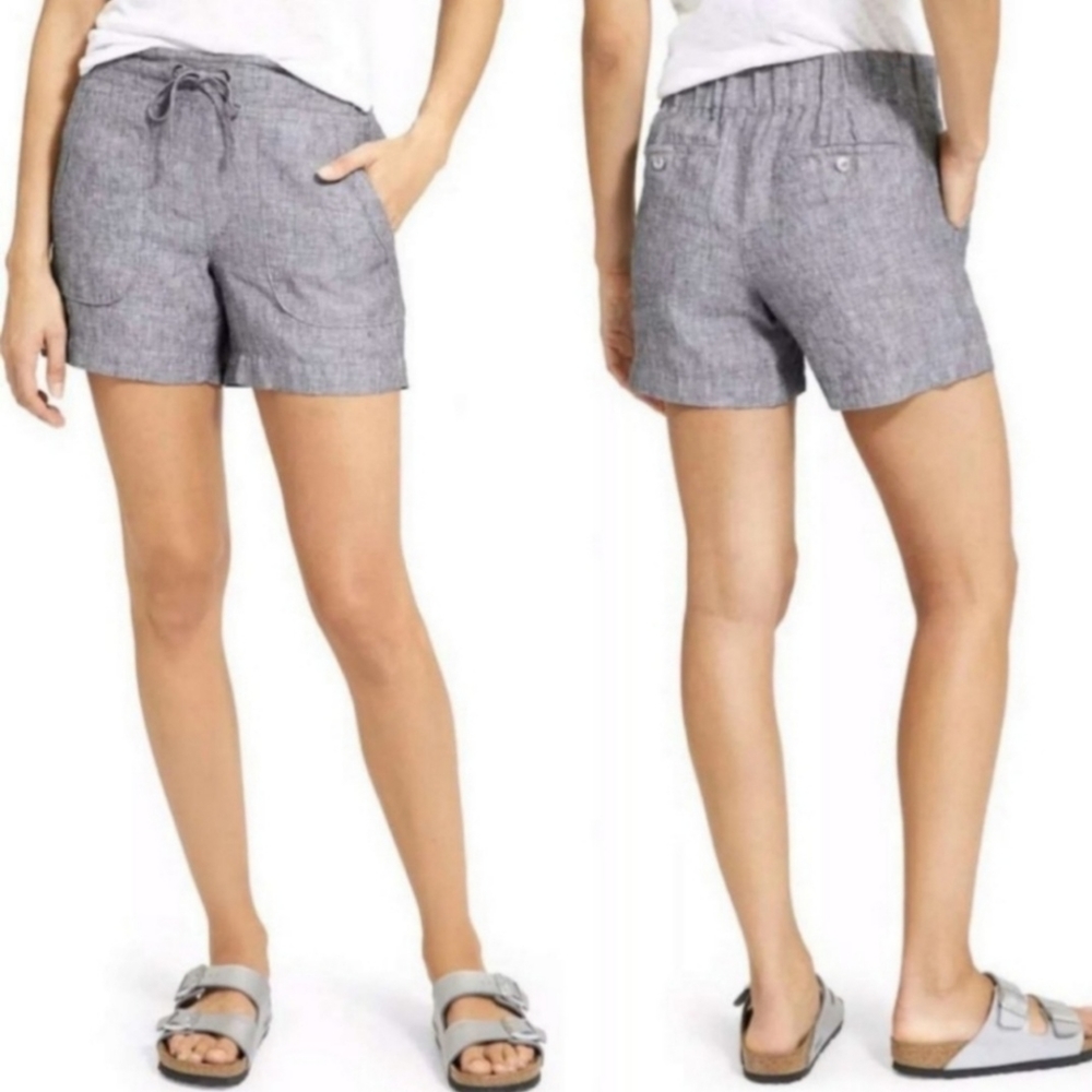 ATHLETA Heathered Flint Gray Linen Shorts